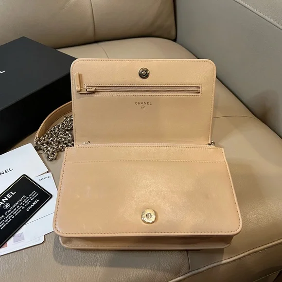 Sold x FULL SET🔸Chanel Le Boy wallet on chain beige - Picture 7 of 17